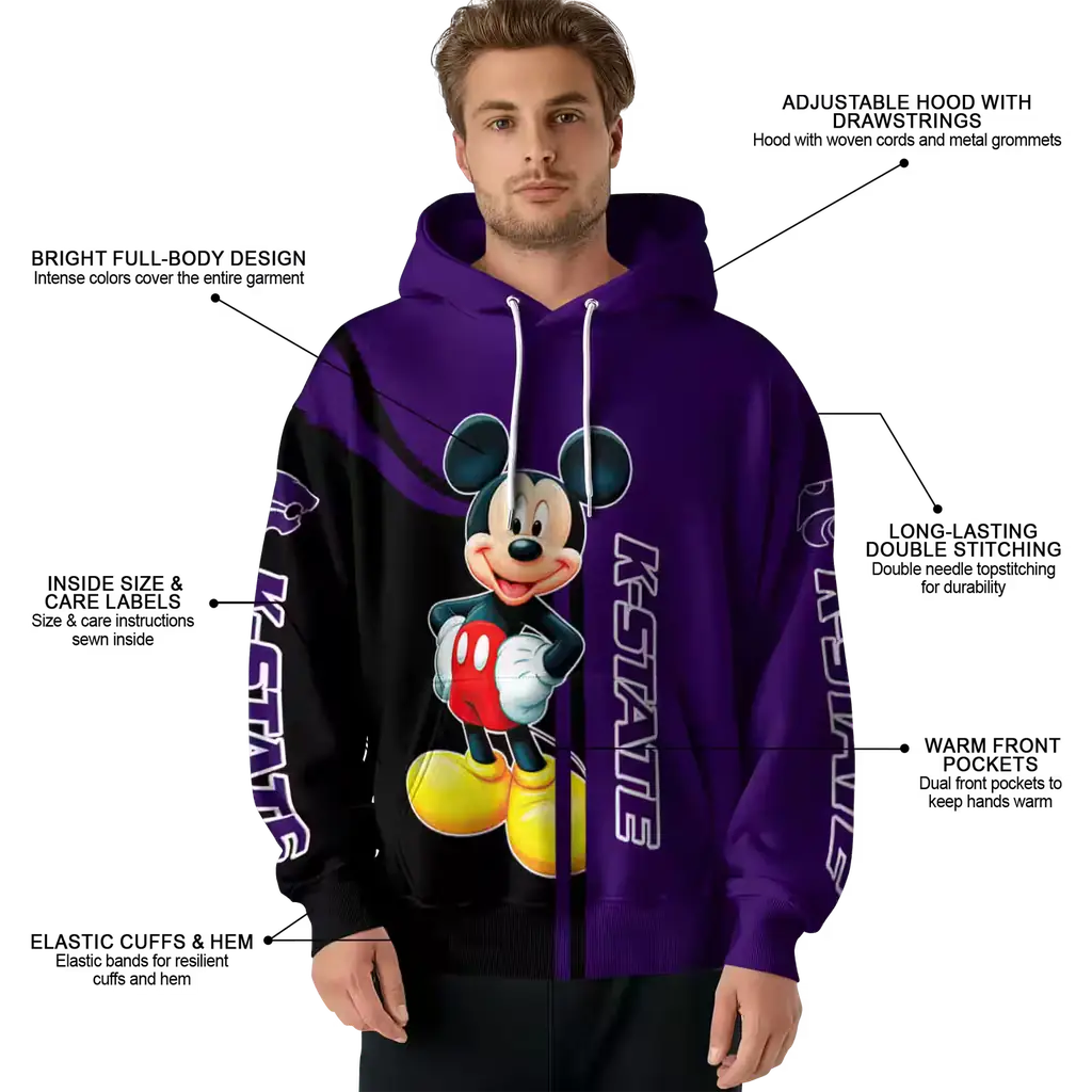 kansas state wildcats mickey mouse purple black hoodie latest model kansas state wildcats mickey mouse purple black hoodie latest model