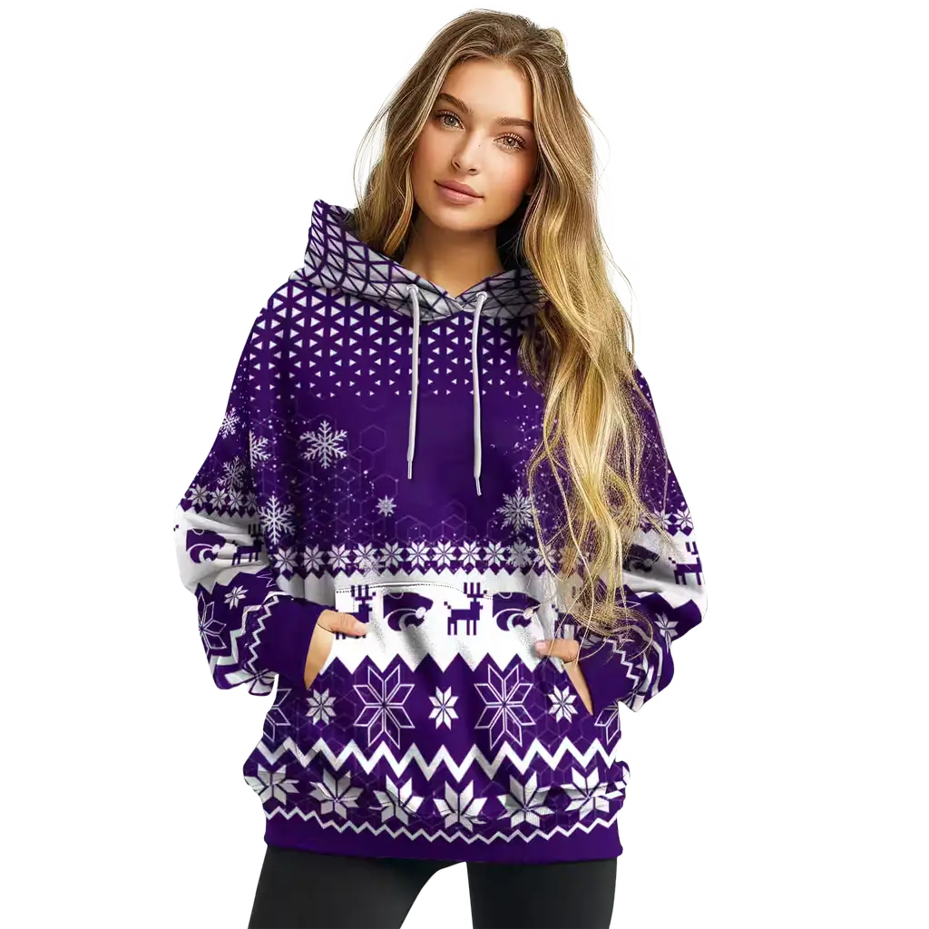 kansas state wildcats reindeer motif purple hoodie high quality kansas state wildcats reindeer motif purple hoodie high quality