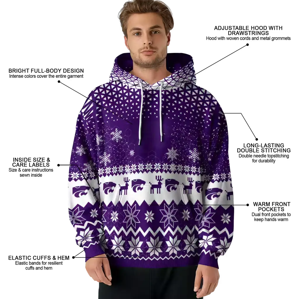kansas state wildcats reindeer motif purple hoodie latest model kansas state wildcats reindeer motif purple hoodie latest model