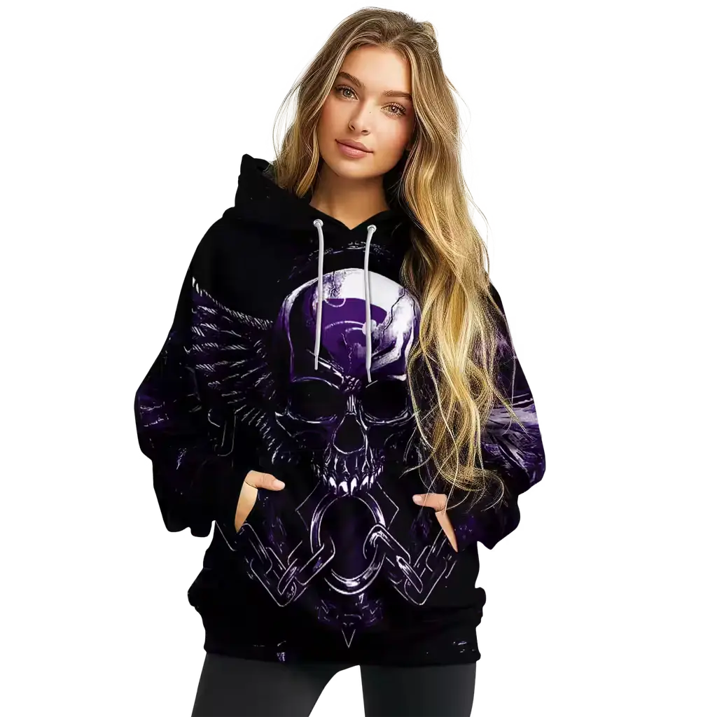 kansas state wildcats skull artwork purple black hoodie high quality kansas state wildcats skull artwork purple black hoodie high quality