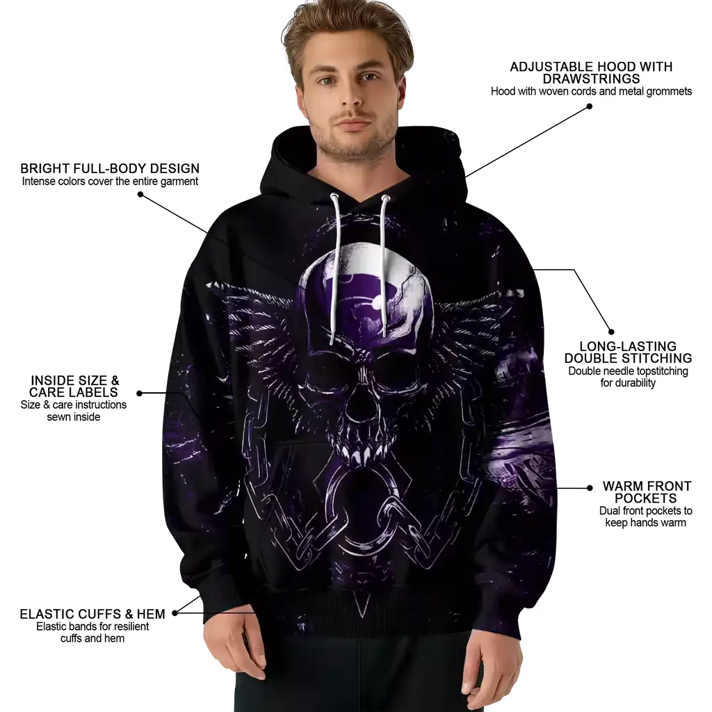 kansas state wildcats skull artwork purple black hoodie latest model kansas state wildcats skull artwork purple black hoodie latest model