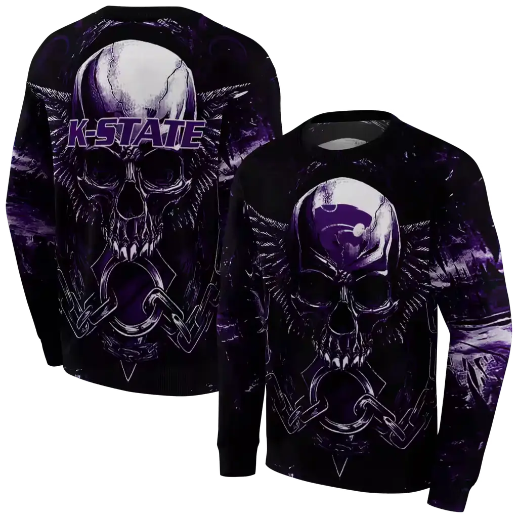 kansas state wildcats skull artwork purple black hoodie premium grade kansas state wildcats skull artwork purple black hoodie premium grade
