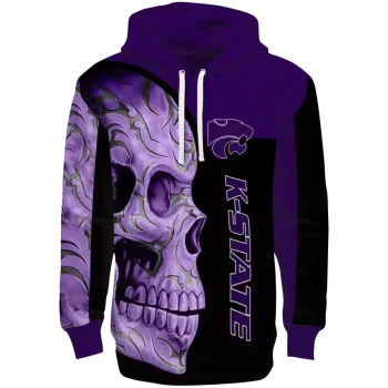 kansas state wildcats skull motif purple black hoodie best selling
