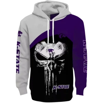kansas state wildcats skull punisher grey black hoodie best selling