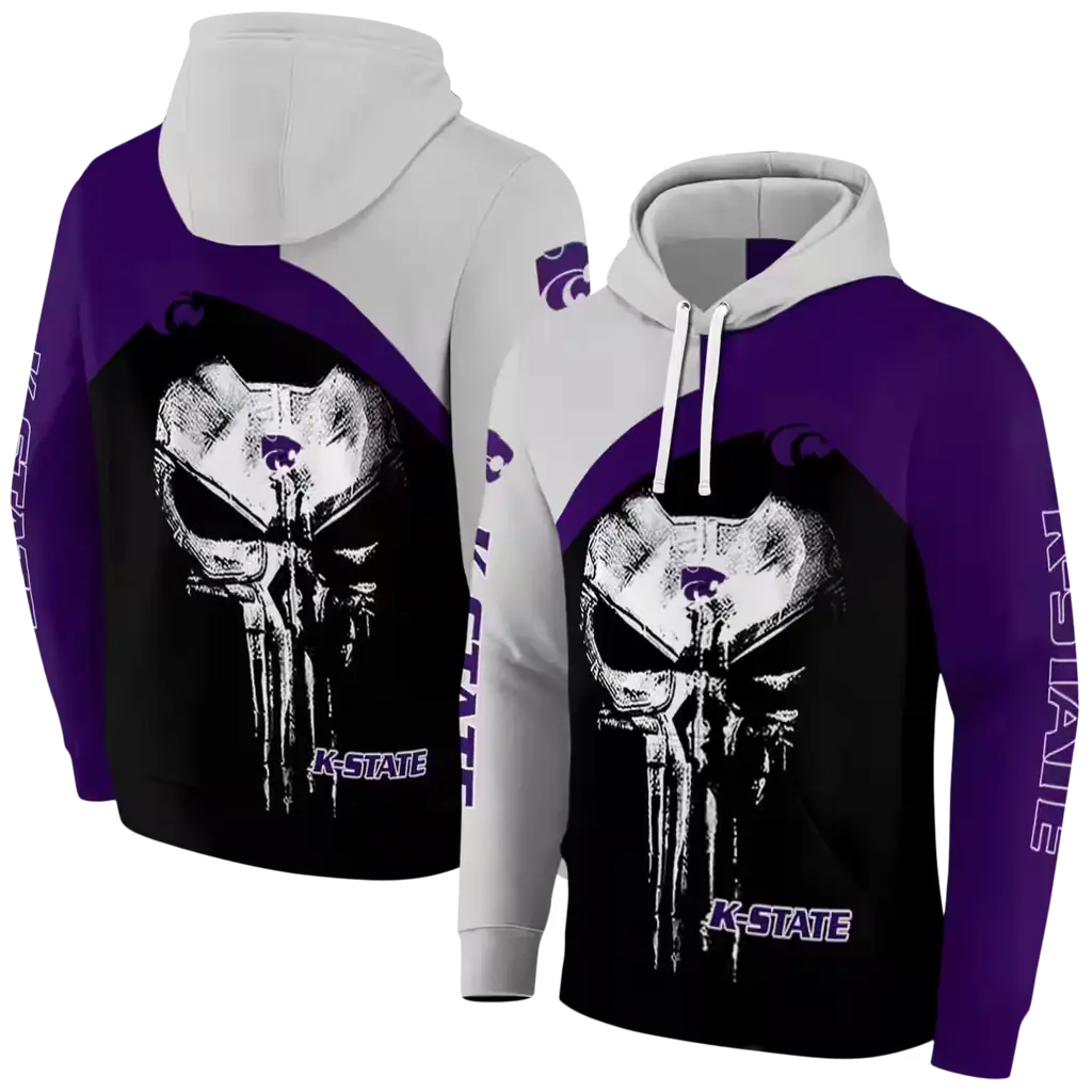 kansas state wildcats skull punisher grey black hoodie fashion forward kansas state wildcats skull punisher grey black hoodie fashion forward