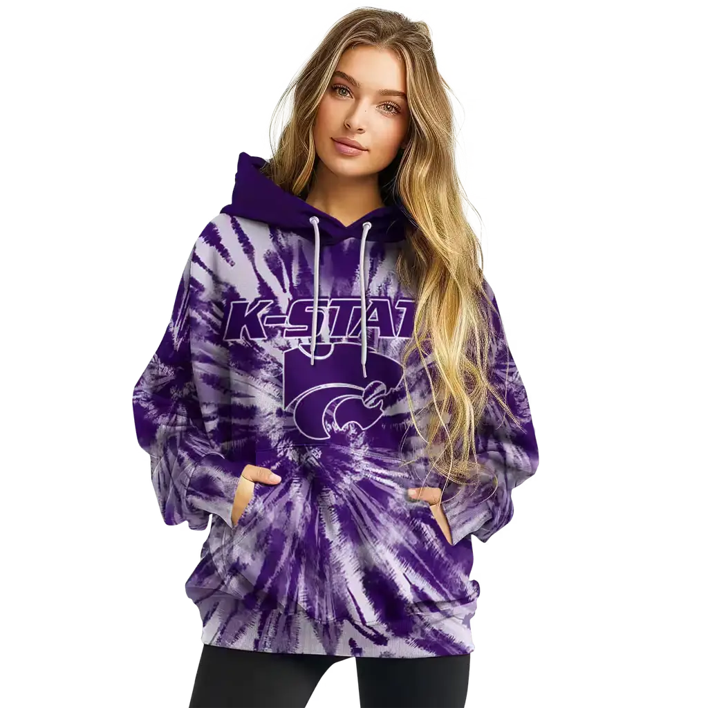 kansas state wildcats tie dye pattern purple hoodie high quality kansas state wildcats tie dye pattern purple hoodie high quality