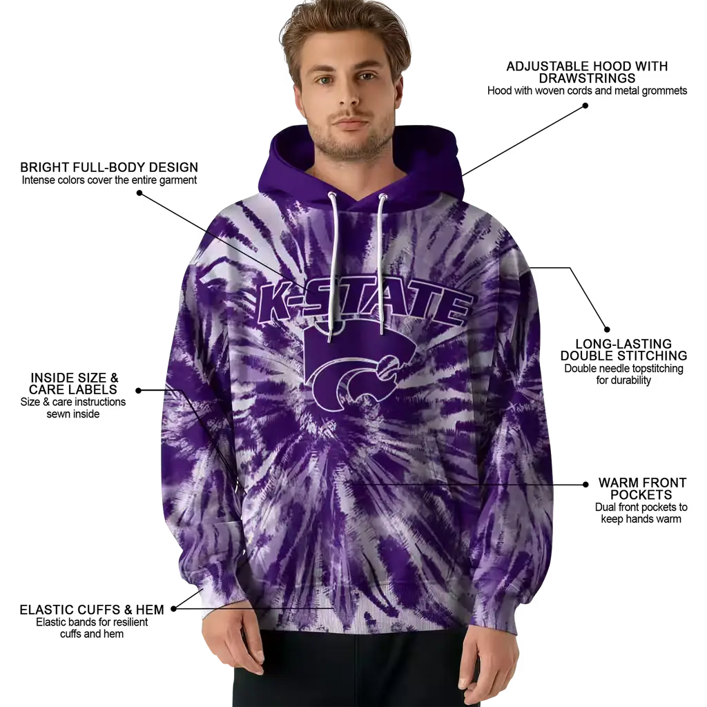 kansas state wildcats tie dye pattern purple hoodie latest model kansas state wildcats tie dye pattern purple hoodie latest model