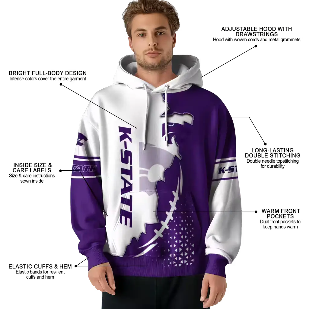 kansas state wildcats triangular pattern purple white hoodie latest model kansas state wildcats triangular pattern purple white hoodie latest model