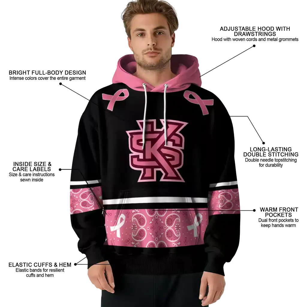 kennesaw state owls awareness ribbon black pink hoodie latest model kennesaw state owls awareness ribbon black pink hoodie latest model