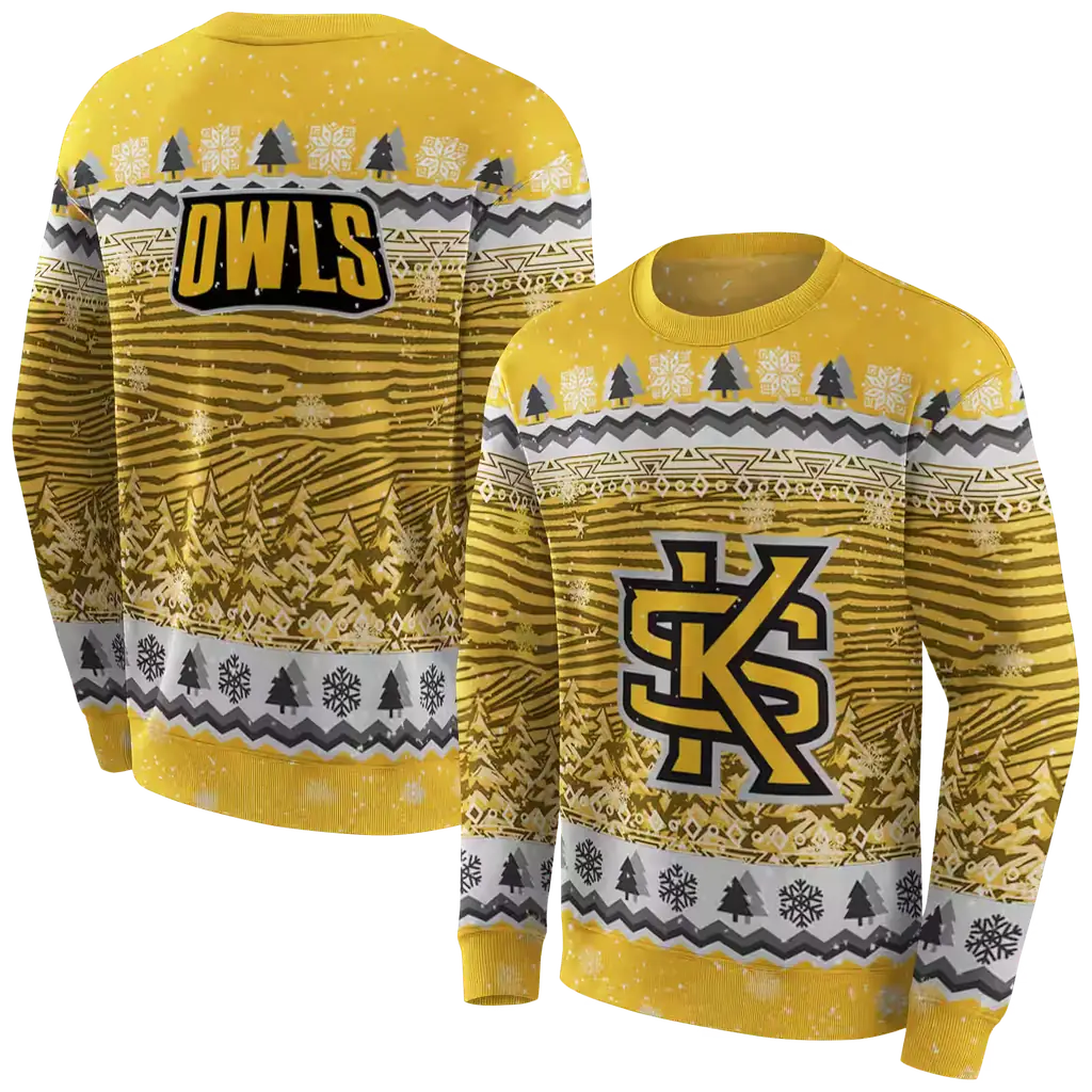 kennesaw state owls christmas trees gold hoodie premium grade kennesaw state owls christmas trees gold hoodie premium grade