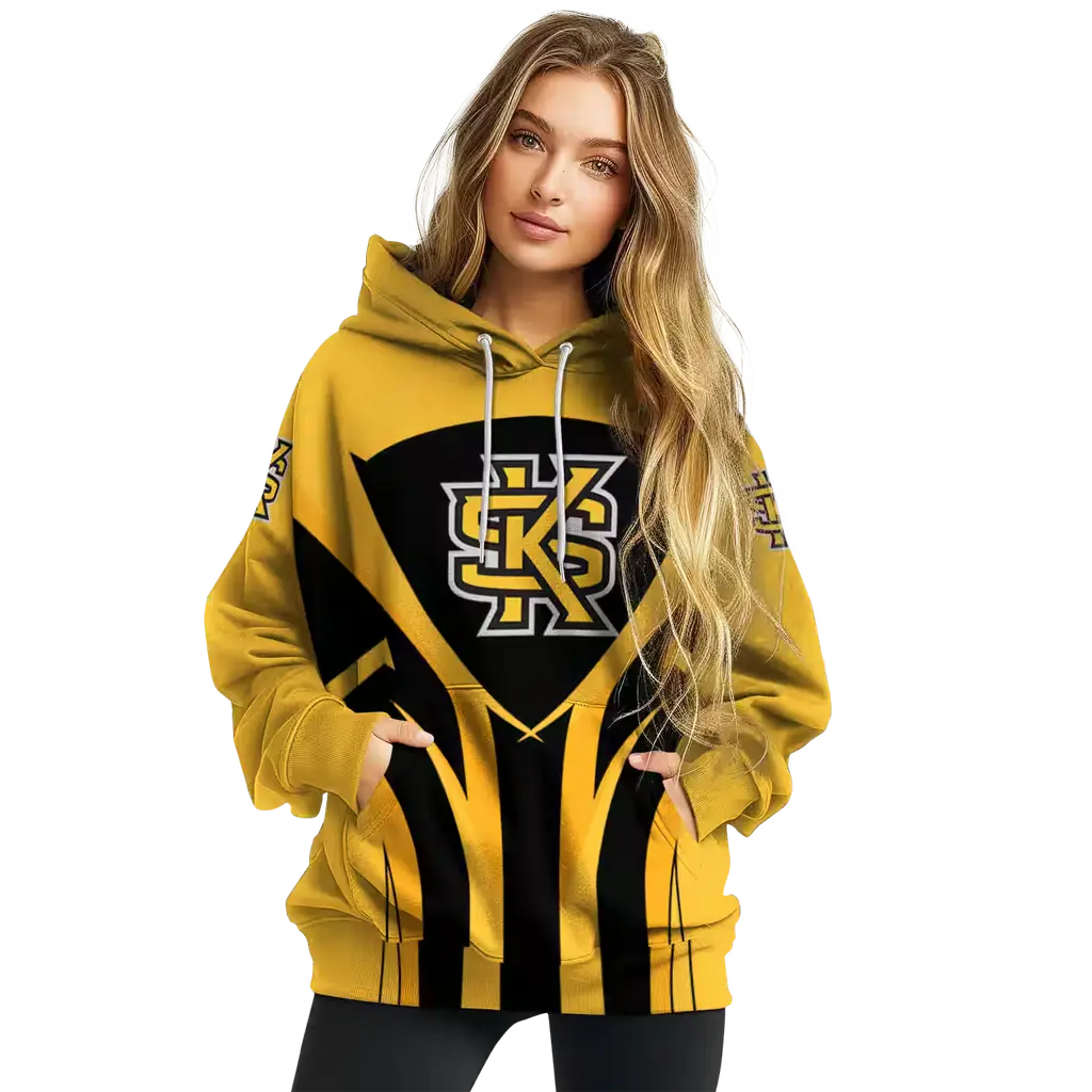 kennesaw state owls concentric lines gold black hoodie high quality kennesaw state owls concentric lines gold black hoodie high quality