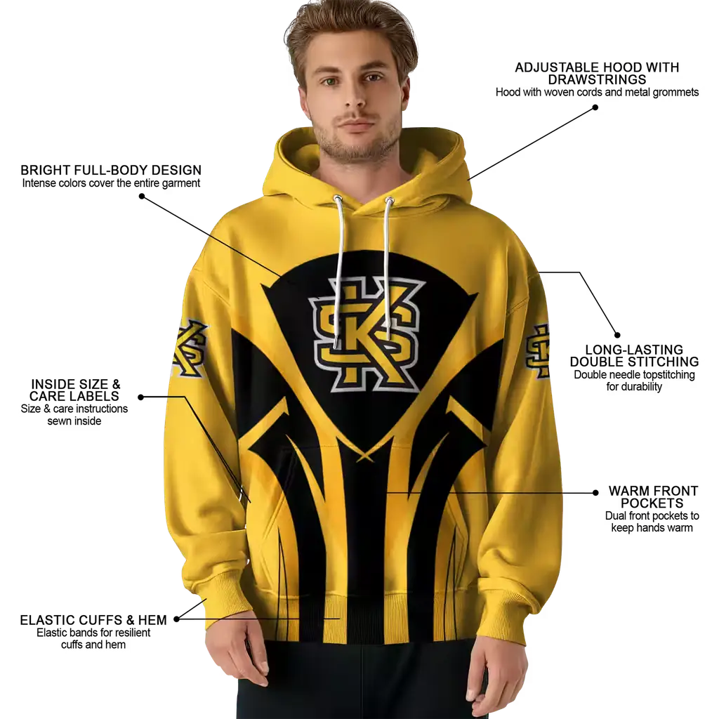 kennesaw state owls concentric lines gold black hoodie latest model kennesaw state owls concentric lines gold black hoodie latest model
