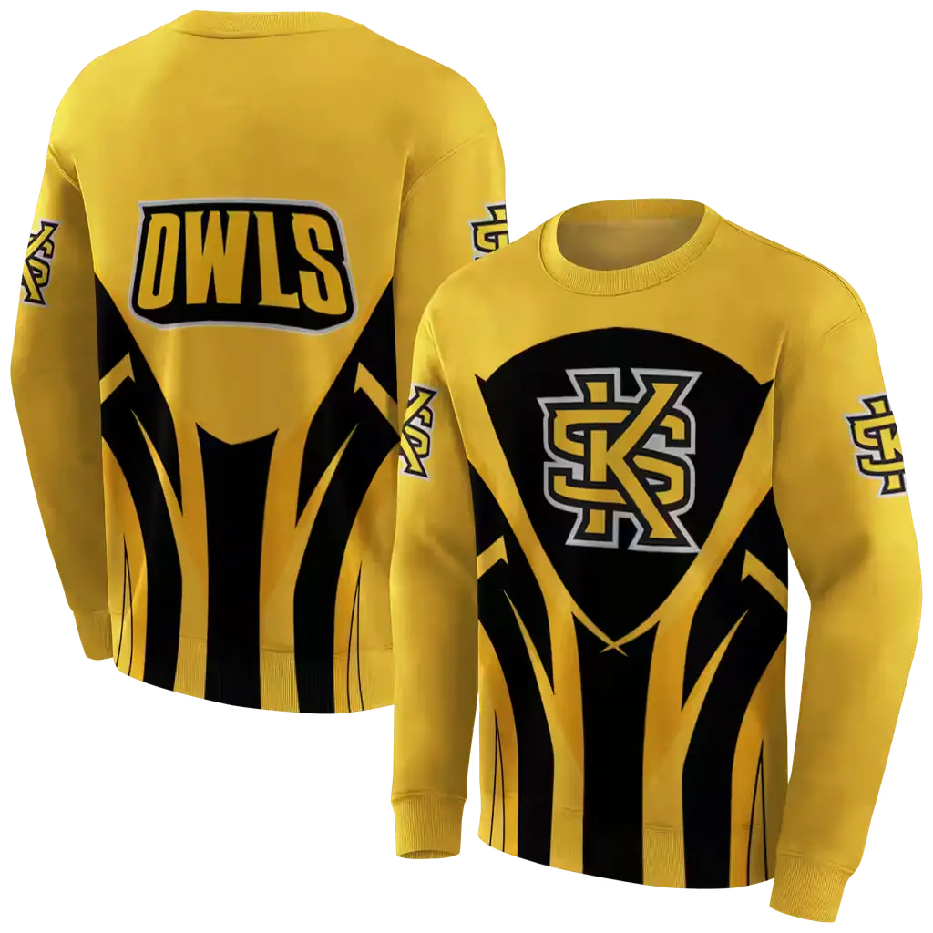 kennesaw state owls concentric lines gold black hoodie premium grade kennesaw state owls concentric lines gold black hoodie premium grade
