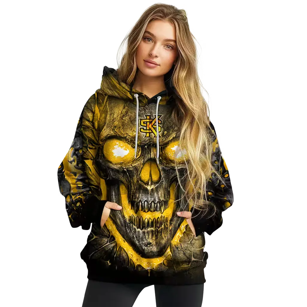 kennesaw state owls demonic skull gold black hoodie high quality kennesaw state owls demonic skull gold black hoodie high quality