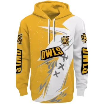 kennesaw state owls dynamic slash gold white hoodie best selling