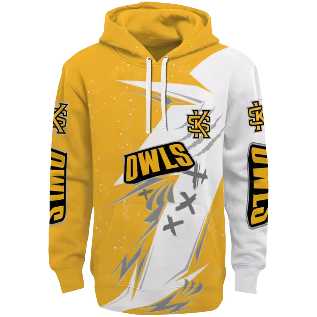 kennesaw state owls dynamic slash gold white hoodie best selling kennesaw state owls dynamic slash gold white hoodie best selling