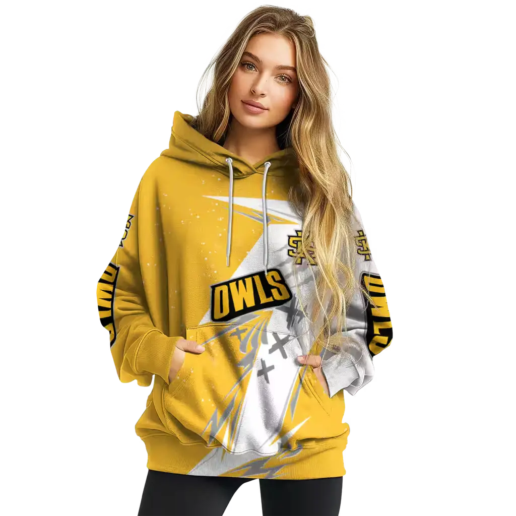 kennesaw state owls dynamic slash gold white hoodie high quality kennesaw state owls dynamic slash gold white hoodie high quality