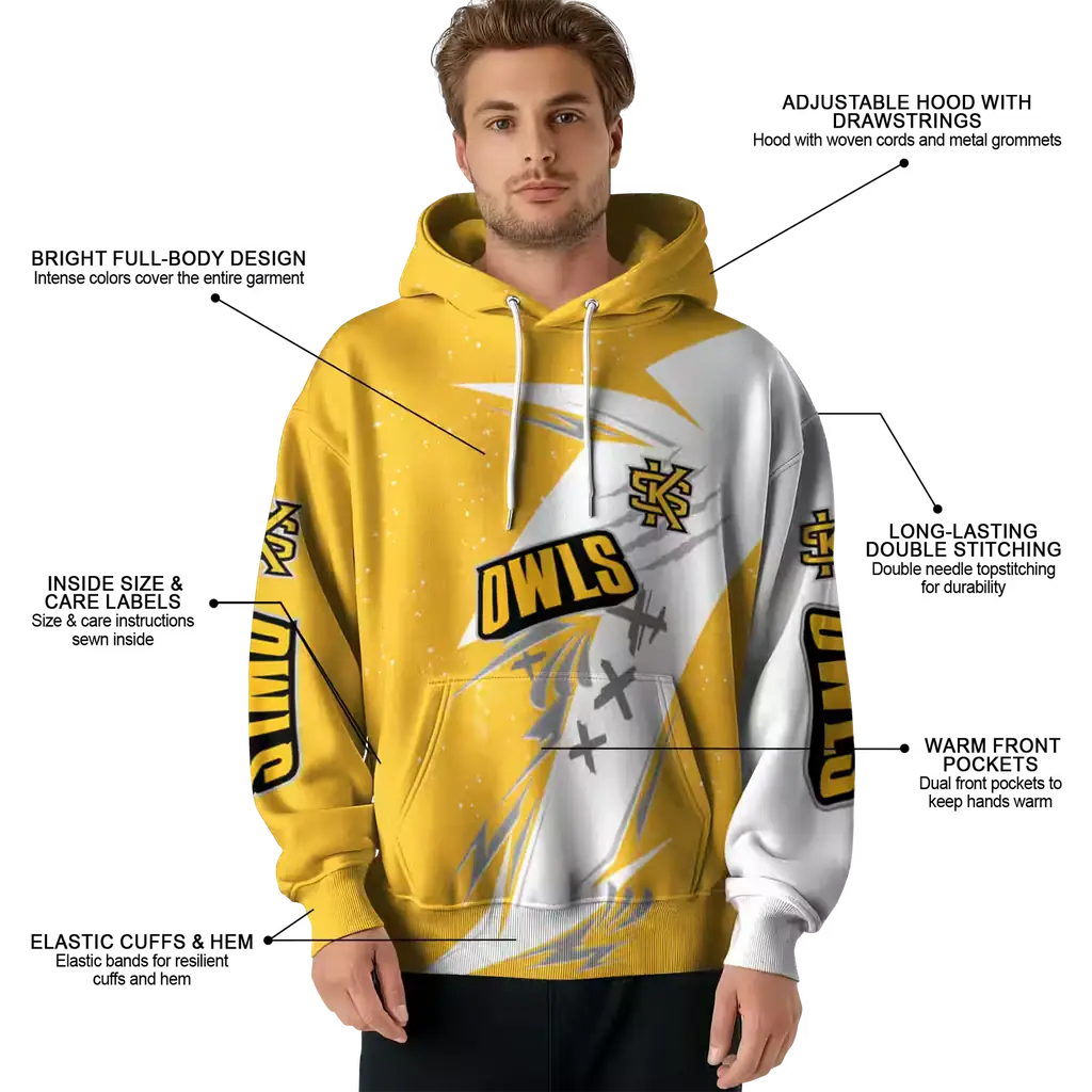 kennesaw state owls dynamic slash gold white hoodie latest model kennesaw state owls dynamic slash gold white hoodie latest model