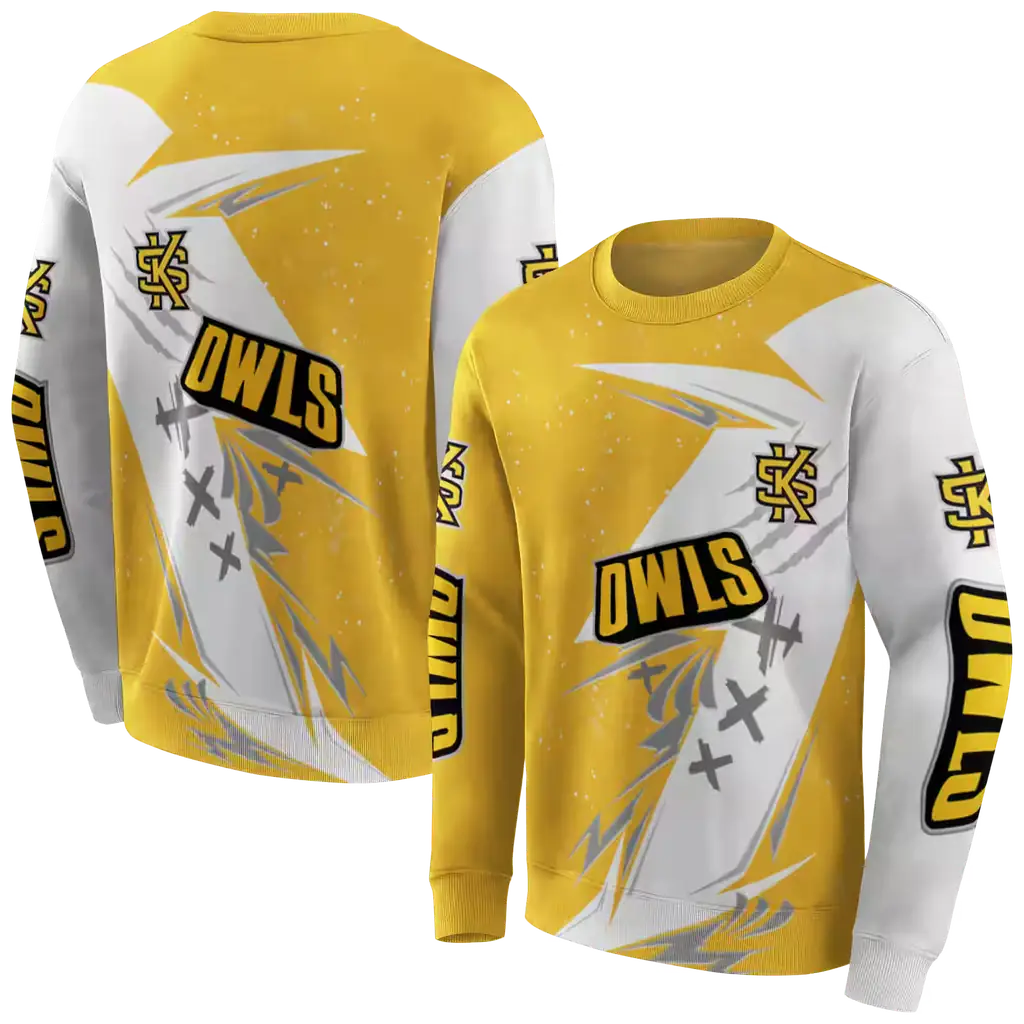 kennesaw state owls dynamic slash gold white hoodie premium grade kennesaw state owls dynamic slash gold white hoodie premium grade