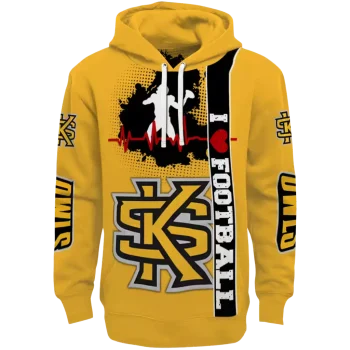 kennesaw state owls football heartbeat gold hoodie best selling
