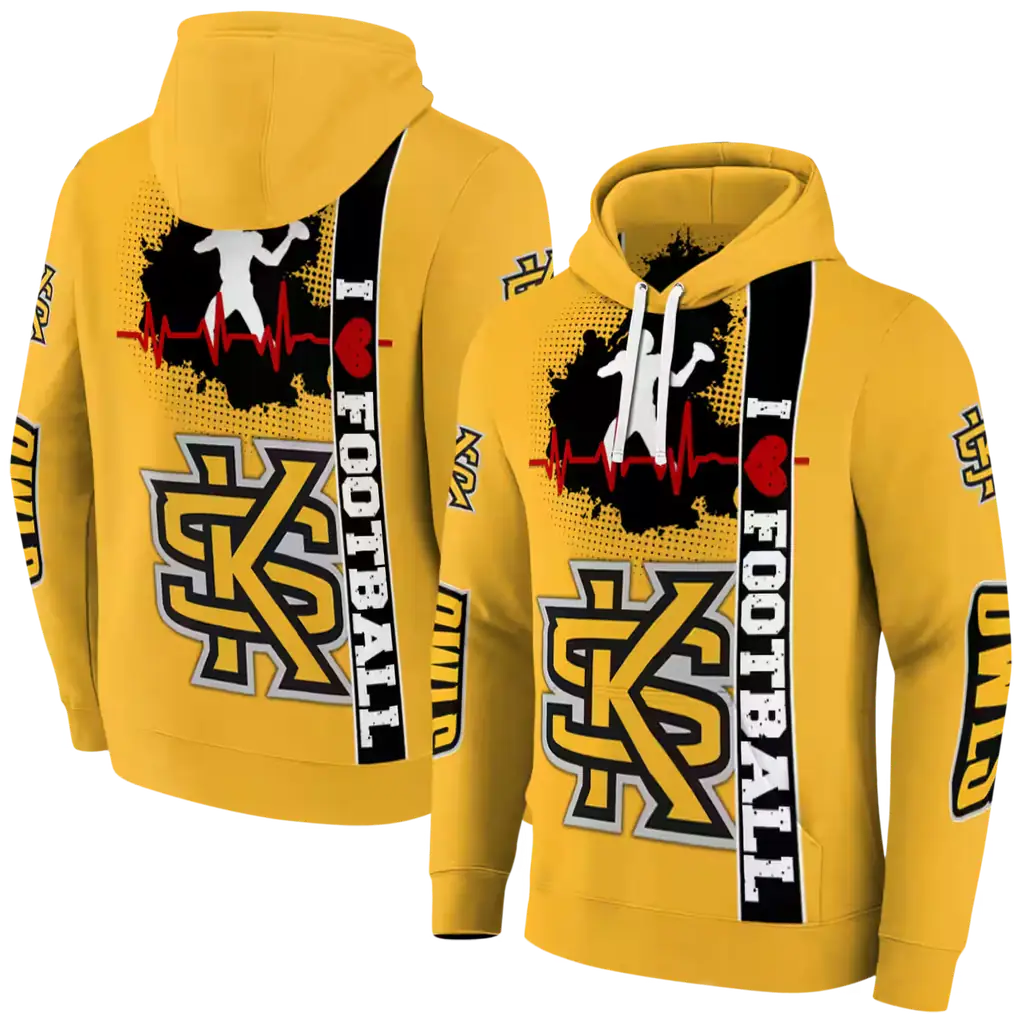 kennesaw state owls football heartbeat gold hoodie fashion forward kennesaw state owls football heartbeat gold hoodie fashion forward