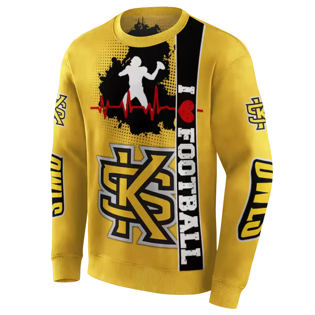 kennesaw state owls football heartbeat gold hoodie new arrival kennesaw state owls football heartbeat gold hoodie new arrival