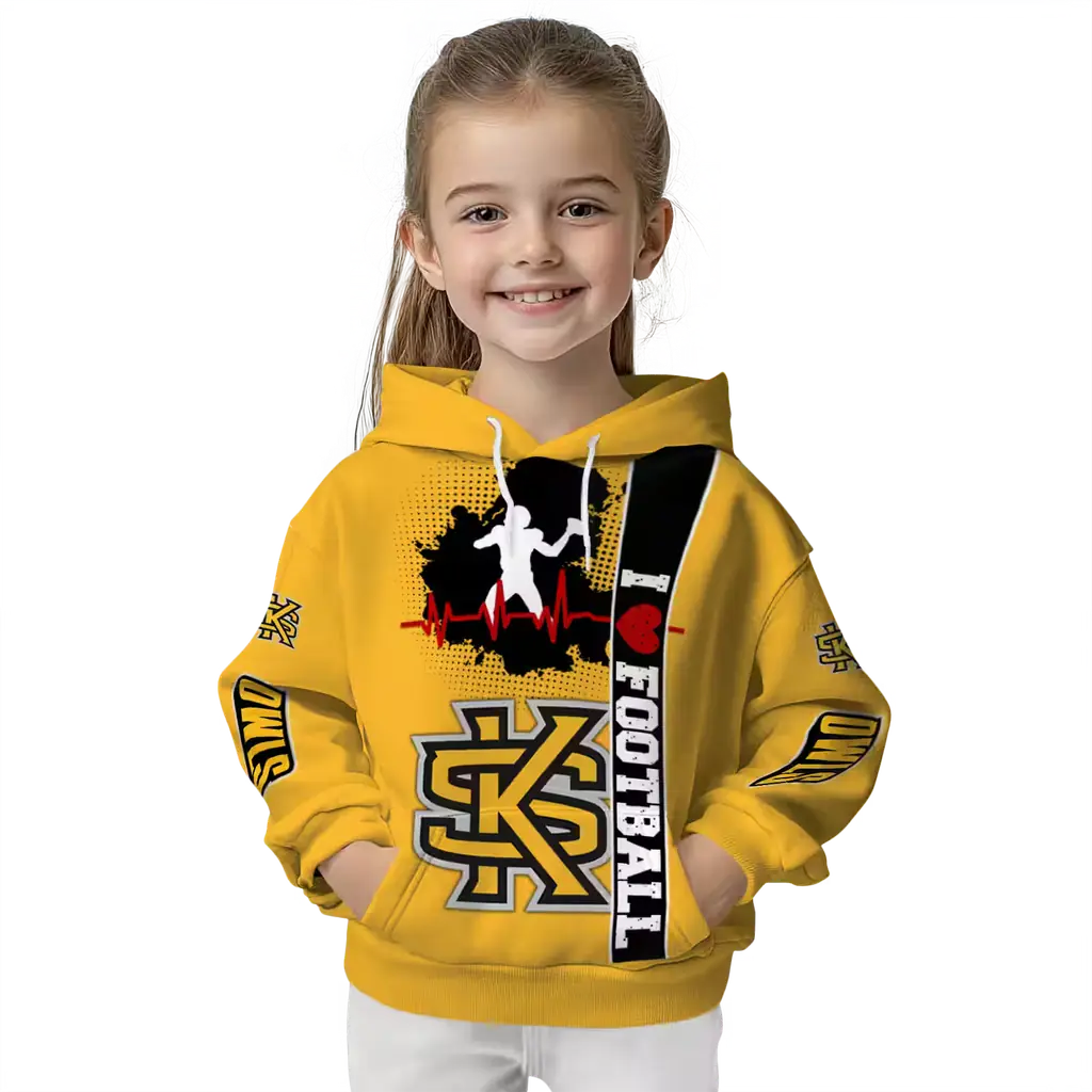 kennesaw state owls football heartbeat gold hoodie top rated kennesaw state owls football heartbeat gold hoodie top rated