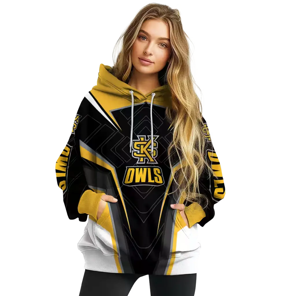 kennesaw state owls futuristic pattern gold black hoodie high quality kennesaw state owls futuristic pattern gold black hoodie high quality