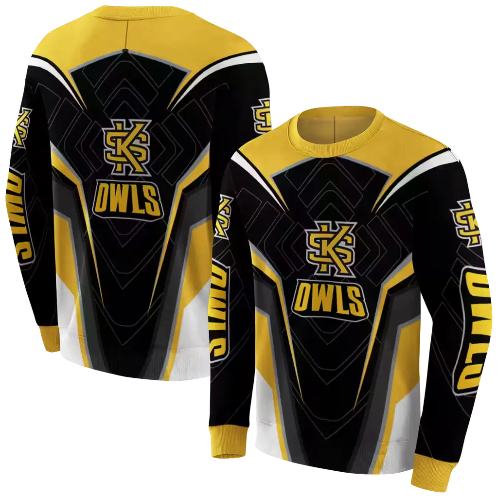 kennesaw state owls futuristic pattern gold black hoodie premium grade kennesaw state owls futuristic pattern gold black hoodie premium grade