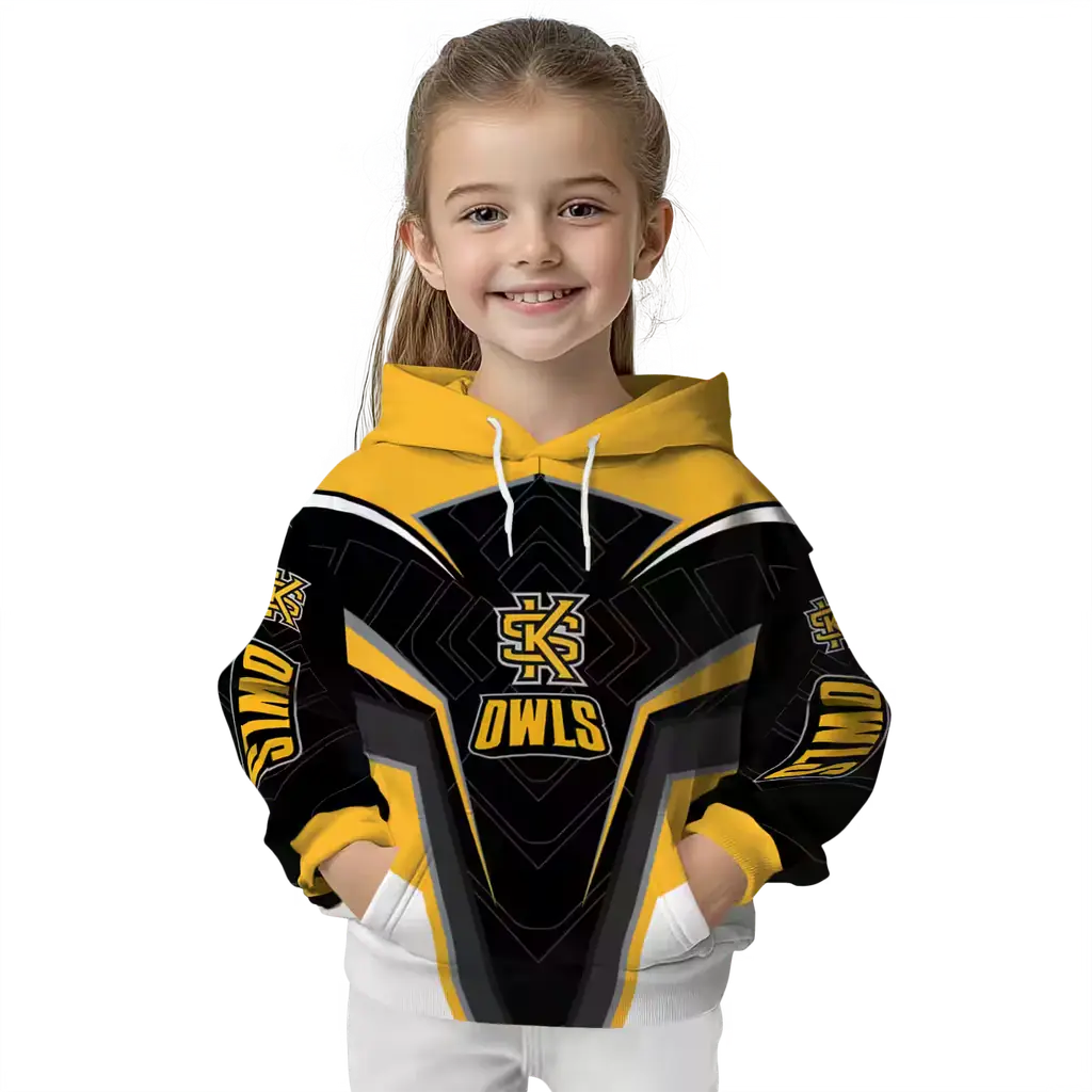 kennesaw state owls futuristic pattern gold black hoodie top rated kennesaw state owls futuristic pattern gold black hoodie top rated