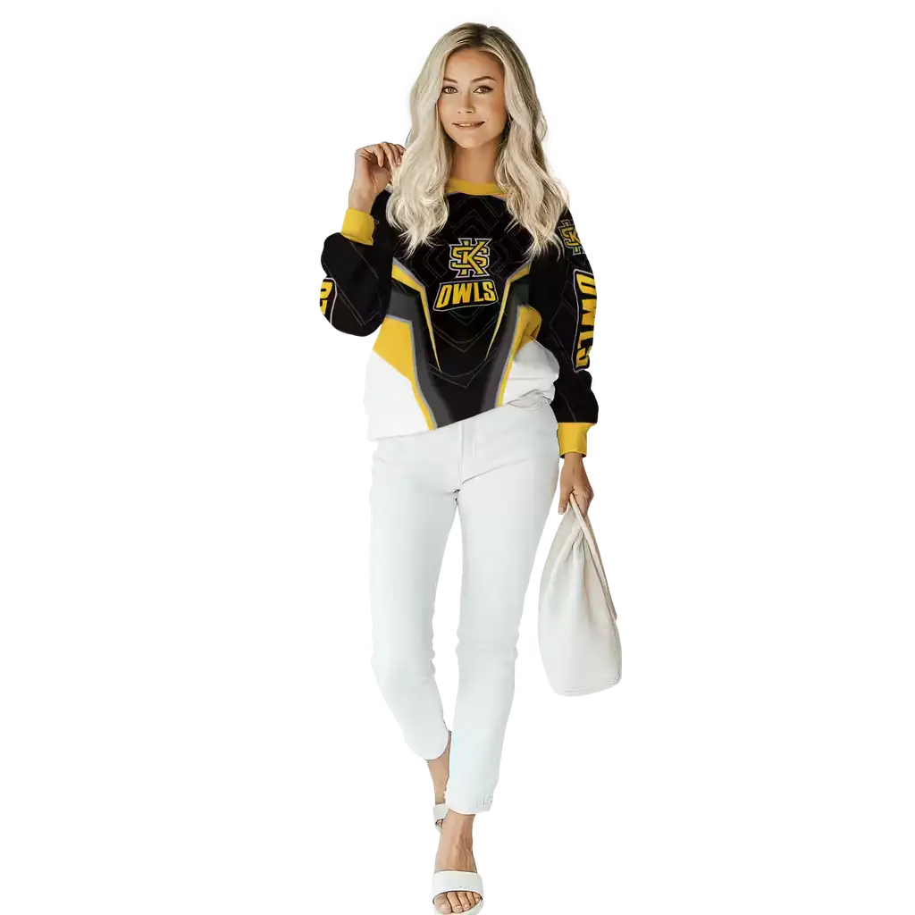 kennesaw state owls futuristic pattern gold black hoodie trendy kennesaw state owls futuristic pattern gold black hoodie trendy
