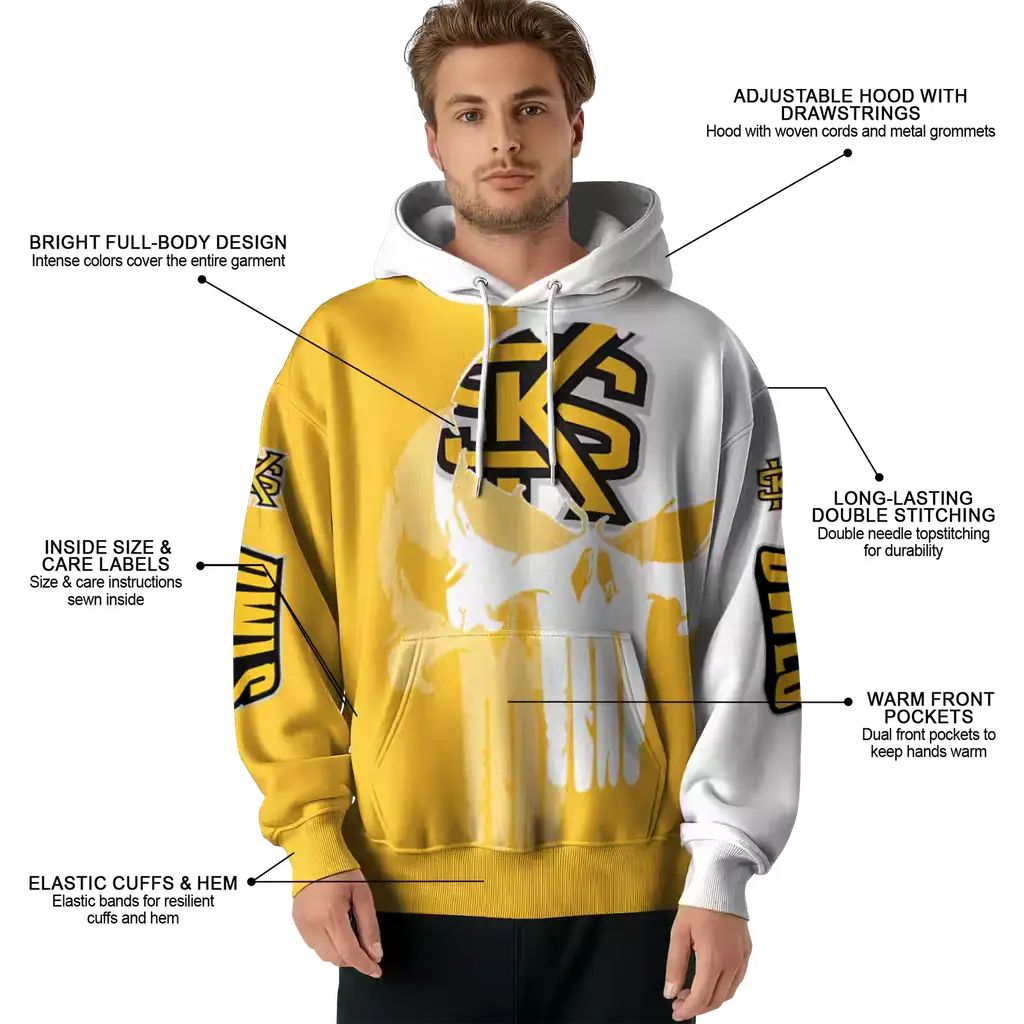 kennesaw state owls graphic punisher gold white hoodie latest model kennesaw state owls graphic punisher gold white hoodie latest model