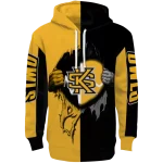 kennesaw state owls heartbeat graphic gold hoodie best selling