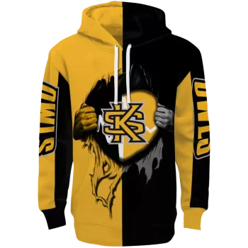 kennesaw state owls heartbeat graphic gold hoodie best selling
