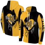 kennesaw state owls heartbeat graphic gold hoodie best selling