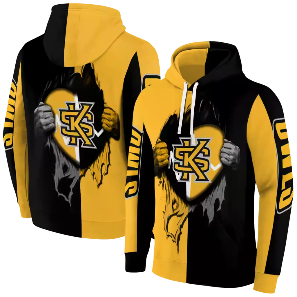 kennesaw state owls heartbeat graphic gold hoodie fashion forward kennesaw state owls heartbeat graphic gold hoodie fashion forward
