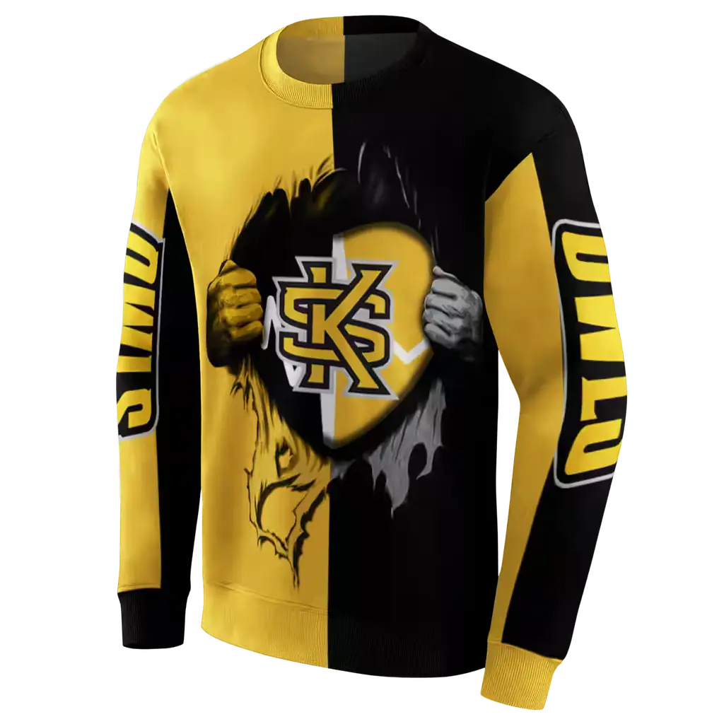 kennesaw state owls heartbeat graphic gold hoodie new arrival kennesaw state owls heartbeat graphic gold hoodie new arrival