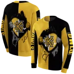 kennesaw state owls heartbeat graphic gold hoodie best selling