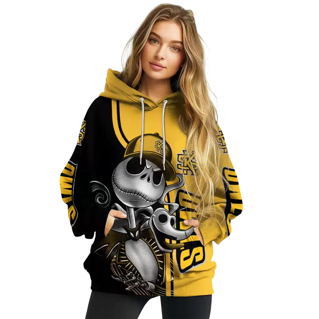 kennesaw state owls jack skellington gold hoodie high quality kennesaw state owls jack skellington gold hoodie high quality