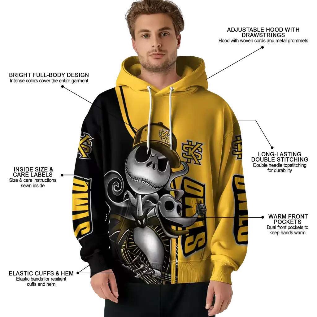kennesaw state owls jack skellington gold hoodie latest model kennesaw state owls jack skellington gold hoodie latest model