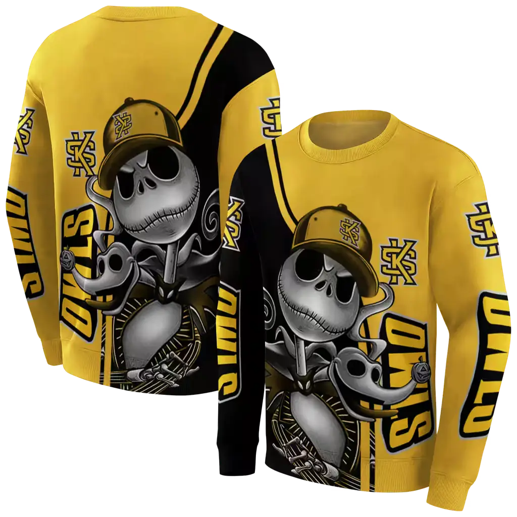 kennesaw state owls jack skellington gold hoodie premium grade kennesaw state owls jack skellington gold hoodie premium grade