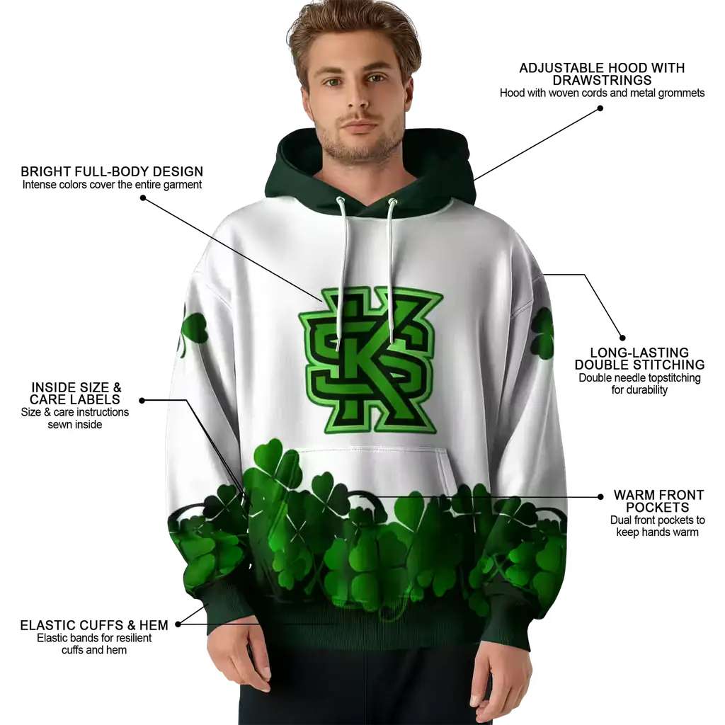 kennesaw state owls lucky motif white green hoodie latest model kennesaw state owls lucky motif white green hoodie latest model