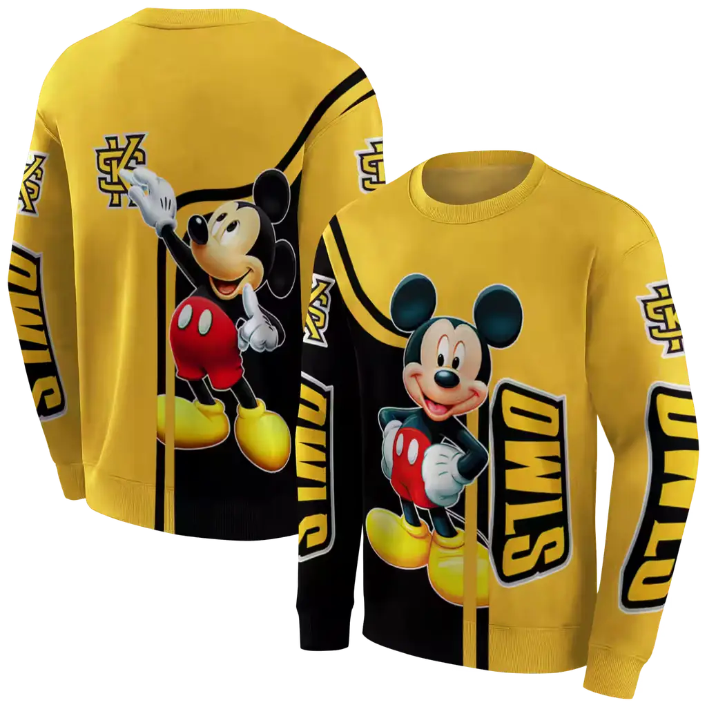kennesaw state owls mickey mouse gold black hoodie premium grade kennesaw state owls mickey mouse gold black hoodie premium grade