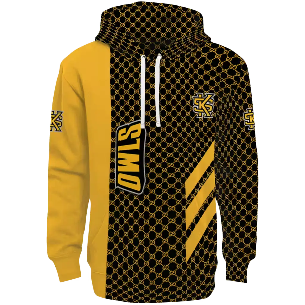 kennesaw state owls monogram pattern gold hoodie best selling kennesaw state owls monogram pattern gold hoodie best selling