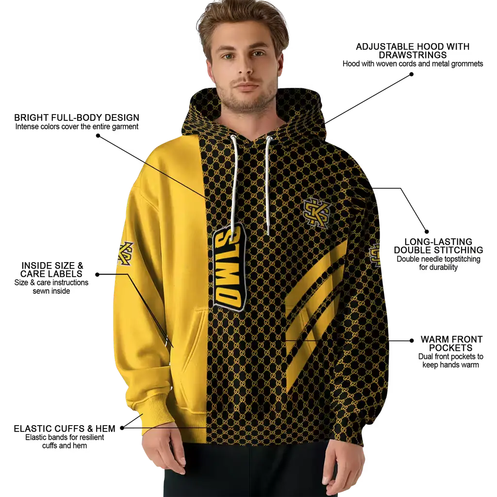 kennesaw state owls monogram pattern gold hoodie latest model kennesaw state owls monogram pattern gold hoodie latest model