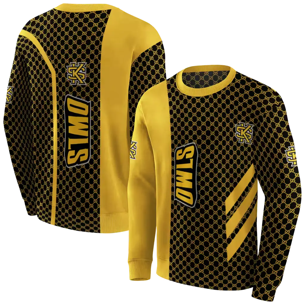 kennesaw state owls monogram pattern gold hoodie premium grade kennesaw state owls monogram pattern gold hoodie premium grade