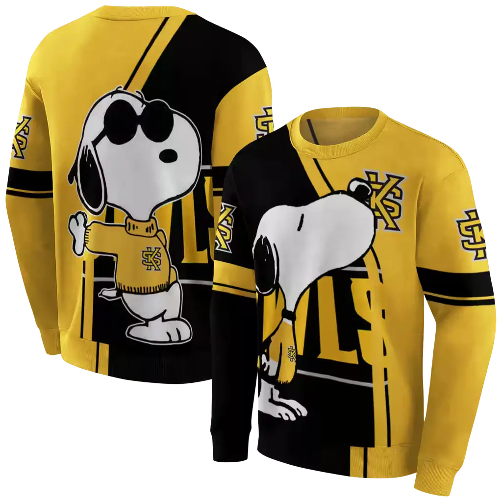 kennesaw state owls playful snoopy gold hoodie premium grade kennesaw state owls playful snoopy gold hoodie premium grade