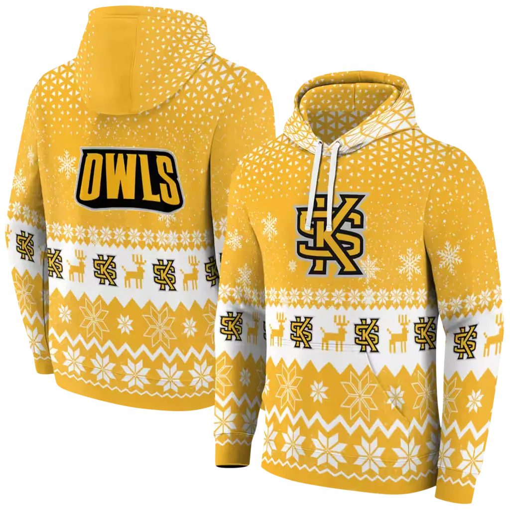 kennesaw state owls reindeer motif gold hoodie fashion forward kennesaw state owls reindeer motif gold hoodie fashion forward