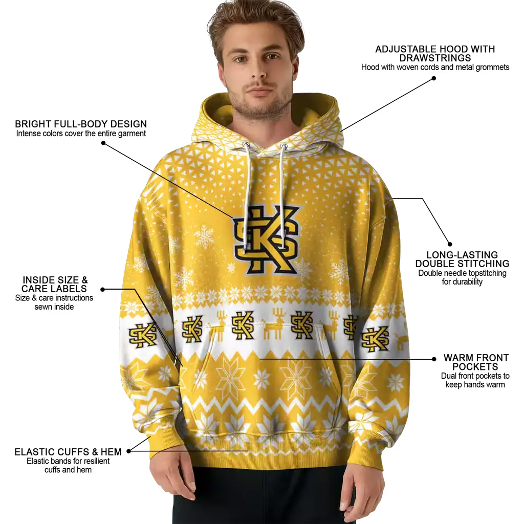 kennesaw state owls reindeer motif gold hoodie latest model kennesaw state owls reindeer motif gold hoodie latest model