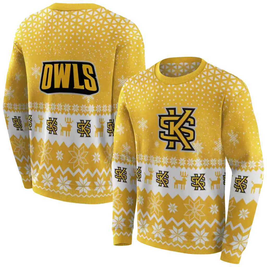 kennesaw state owls reindeer motif gold hoodie premium grade kennesaw state owls reindeer motif gold hoodie premium grade